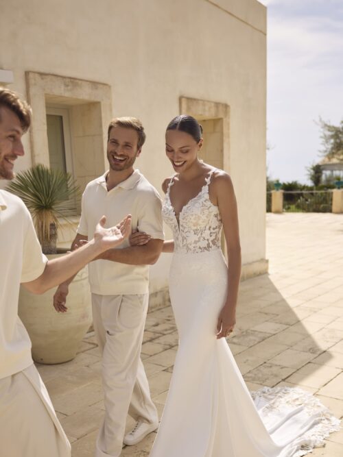 robe de mariée sirène avec dentelle – Image 2