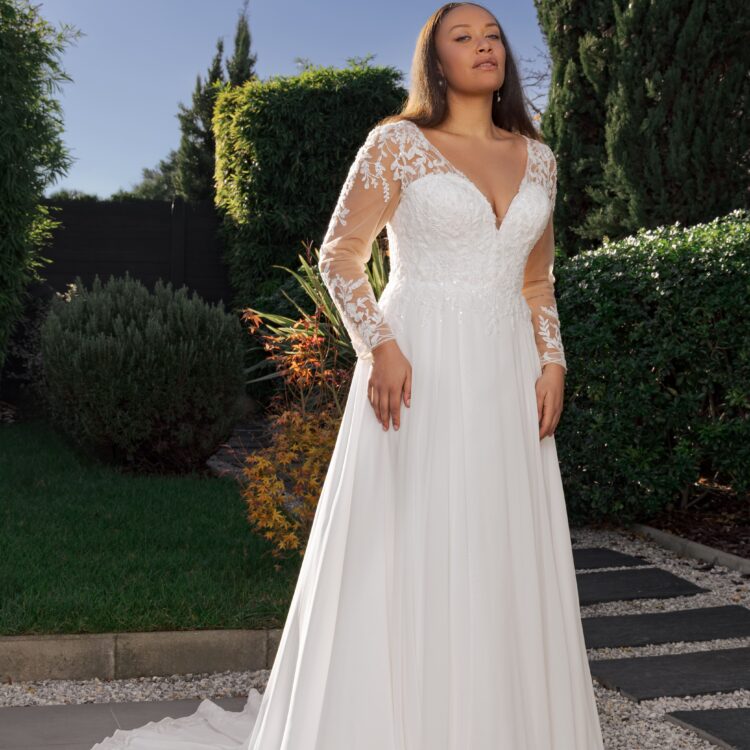 robe de mariée avec manches longues - GLORYA