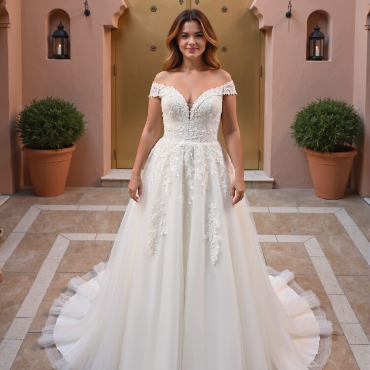 robe de mariée manches bateau - 26-CUR-21