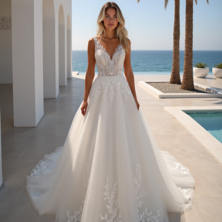 robe de mariée brodée - MK27