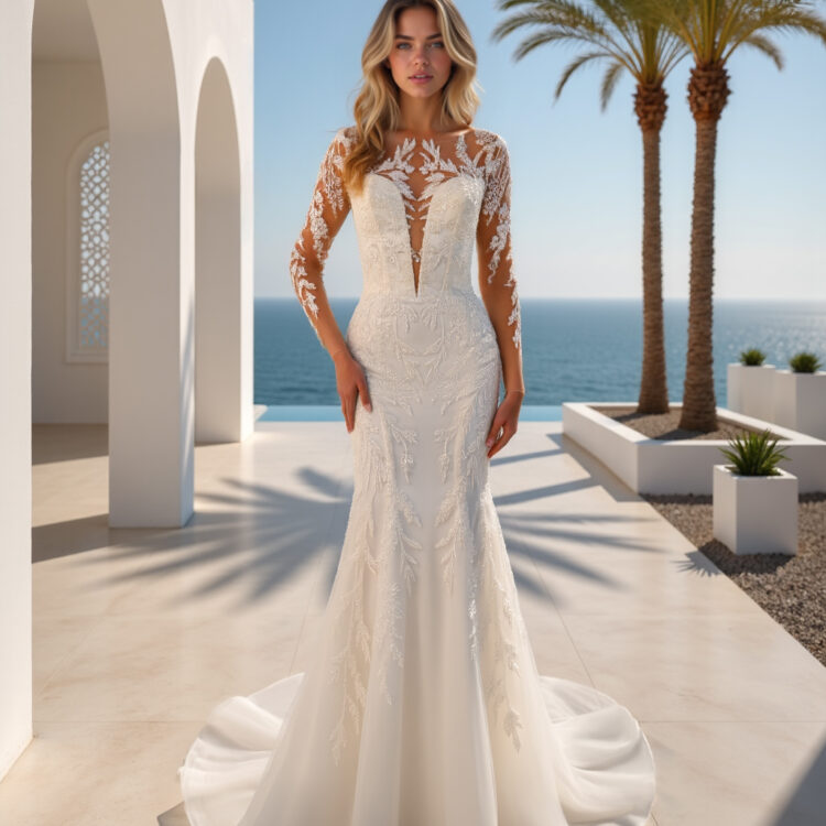 robe de mariée manche - MK50