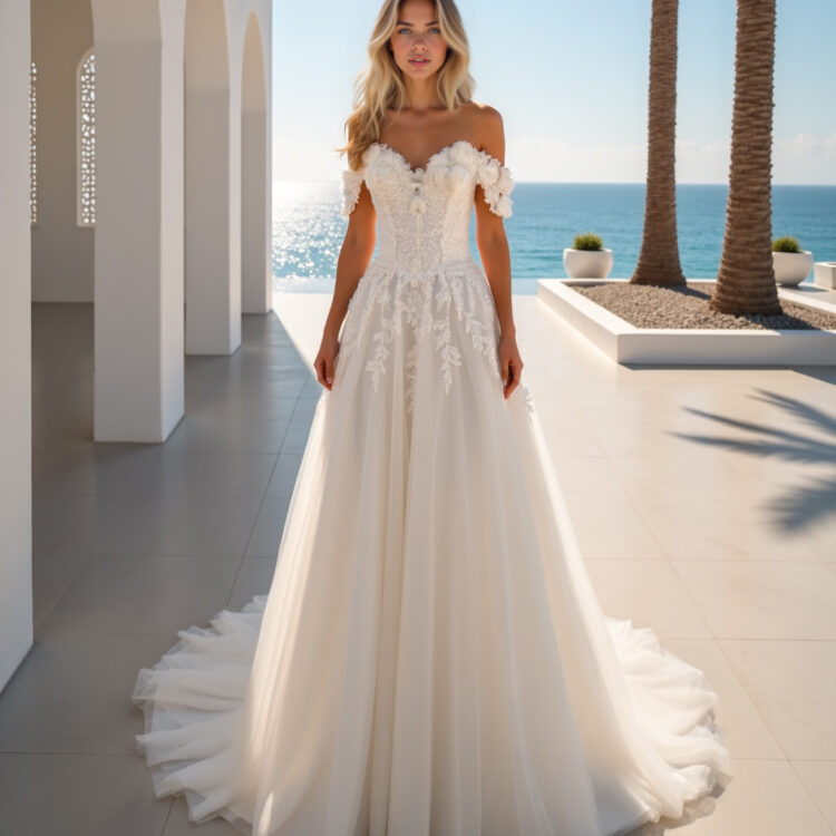 robe de mariée col bateau - MK54